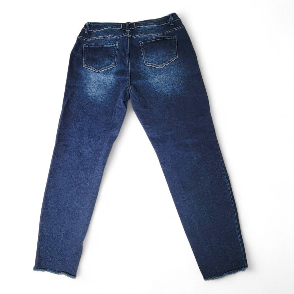 Disclosure Skinny Jeans Women's Size 12 Frayed Cuffs Slit Mid Rise Stretch Denim - Picture 2 of 7